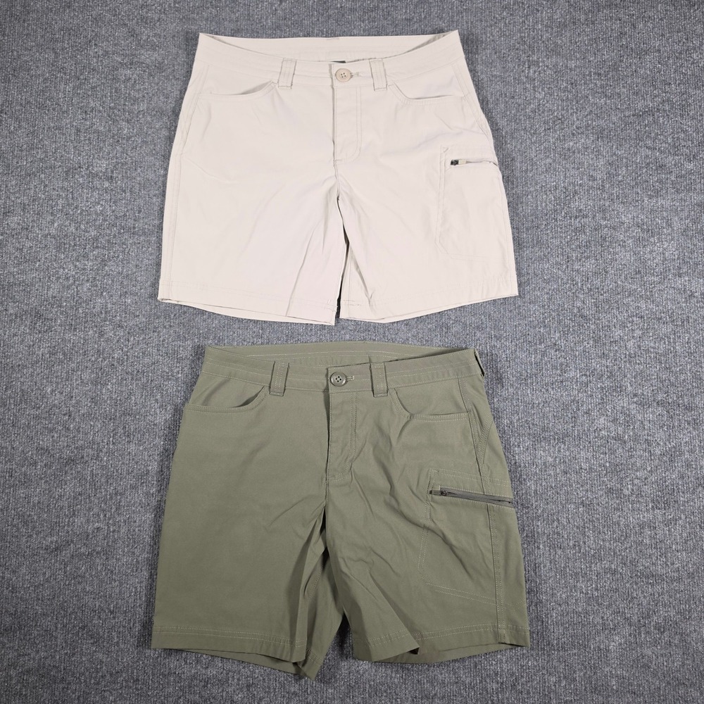 Eddie Bauer Guide Pro Shorts Womens 4 Khaki & Olive Green Hiking Stretch 2 Pack